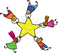 Image of children holding on to each point of a 5 pointed star